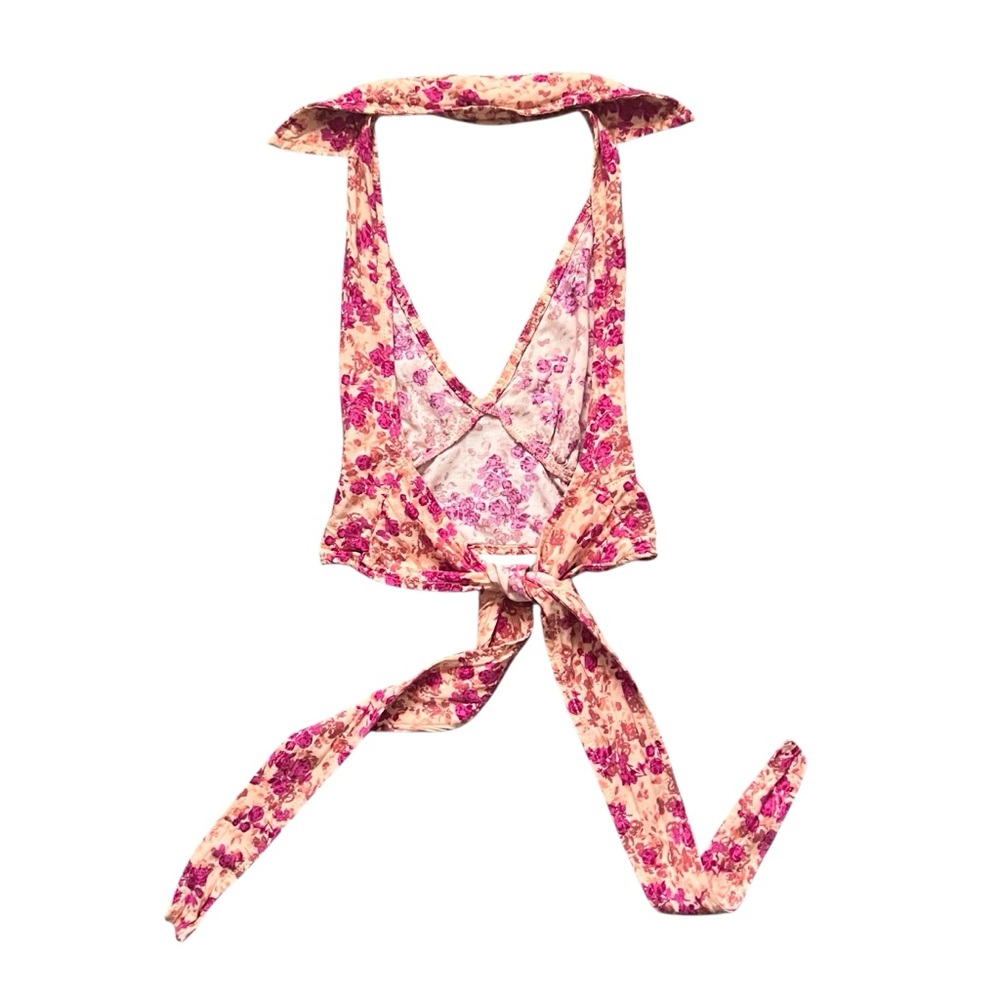 Motel Rocks Floral Pink Orange Halter Crop Top Size XXS - Picture 5 of 5